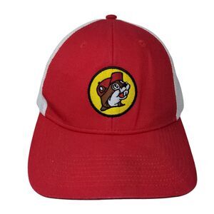 Buc-ees Snapback Trucker Hat Red One Size Adjustable Embroidered Mesh Back